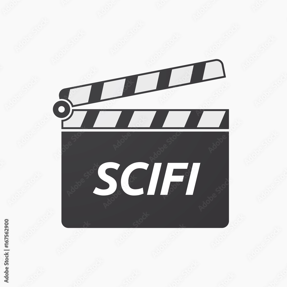 Isolated clapper board with    the text SCIFI