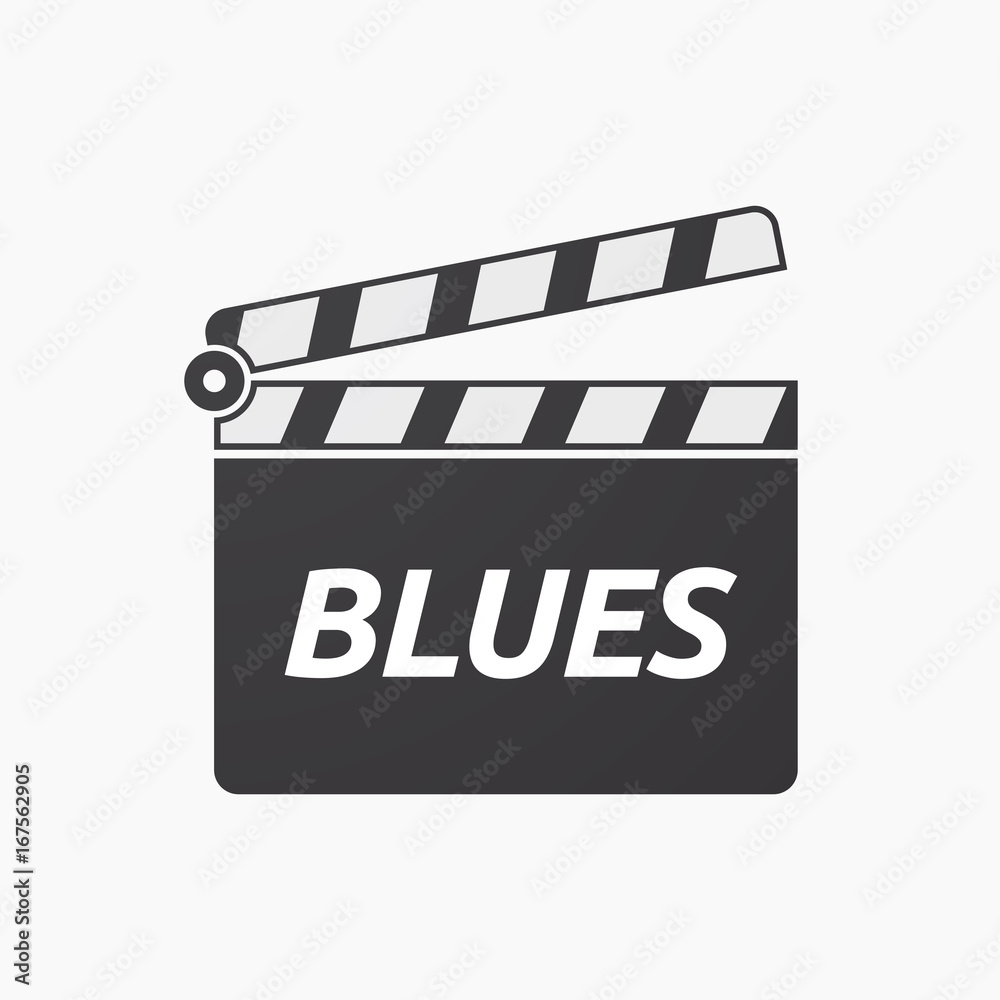 Isolated clapper board with    the text BLUES