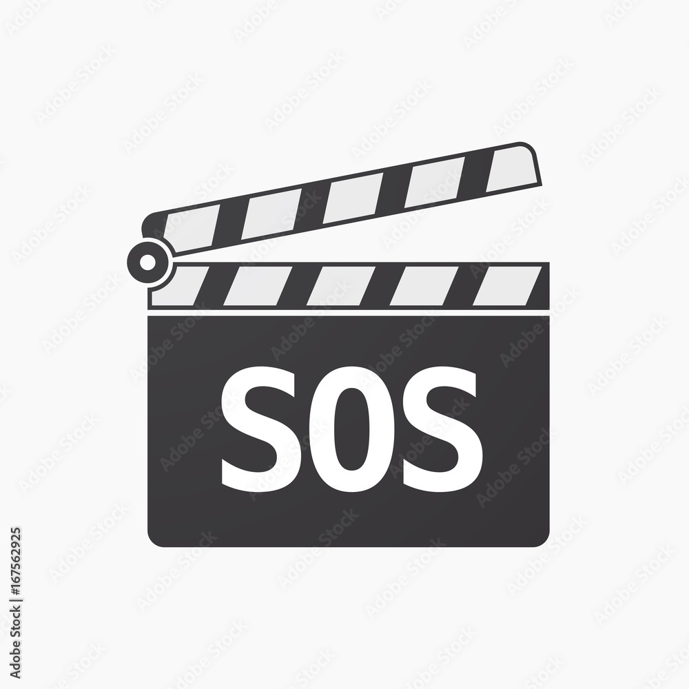 Isolated clapper board with    the text SOS