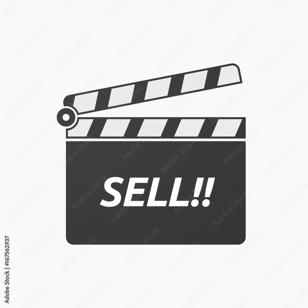 Isolated clapper board with    the text SELL!!