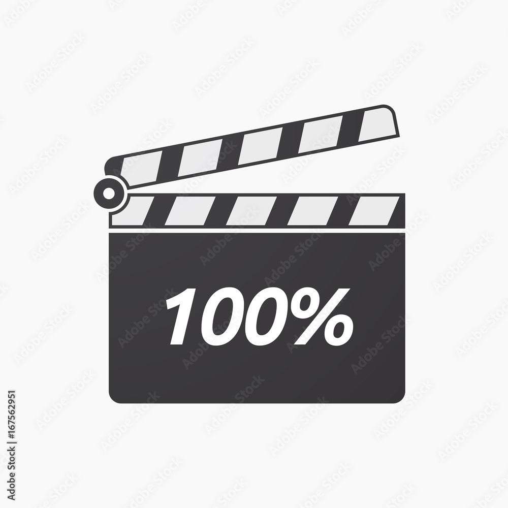 Isolated clapper board with    the text 100%