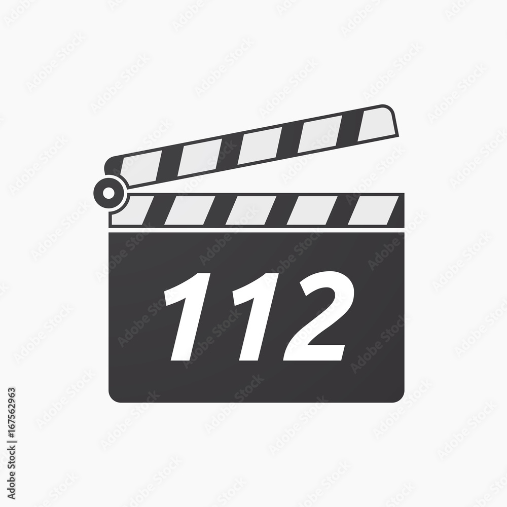 Isolated clapper board with    the text 112