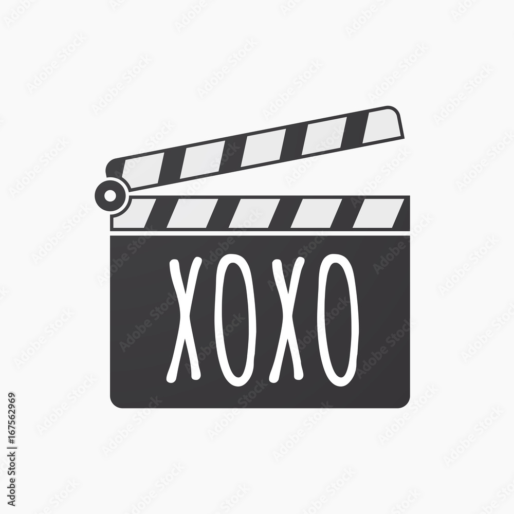Isolated clapper board with    the text XOXO