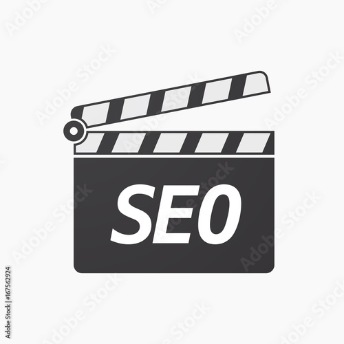 Isolated clapper board with    the text SEO