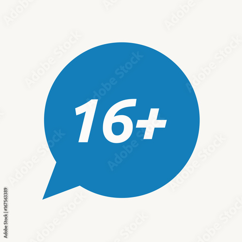 Isolated speech balloon with the text 16+