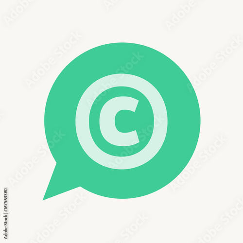 Isolated speech balloon with    the  copyright sign