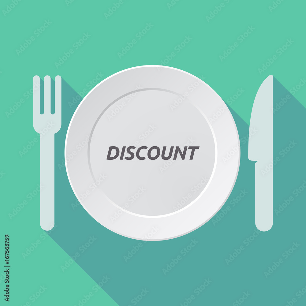 Long shadow tableware with the text DISCOUNT Long shadow tableware with the text DISCOUNT