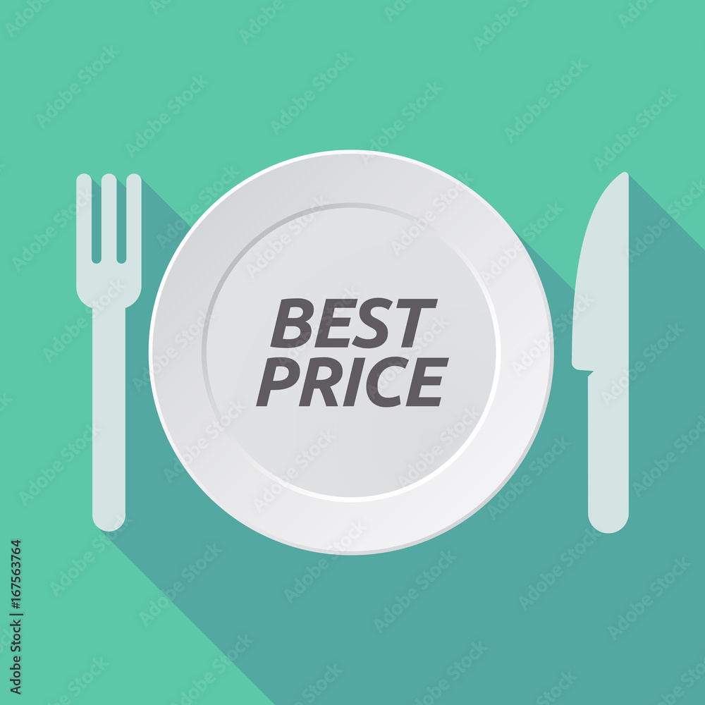 Long shadow tableware with the text BEST PRICE Long shadow tableware with the text BEST PRICE