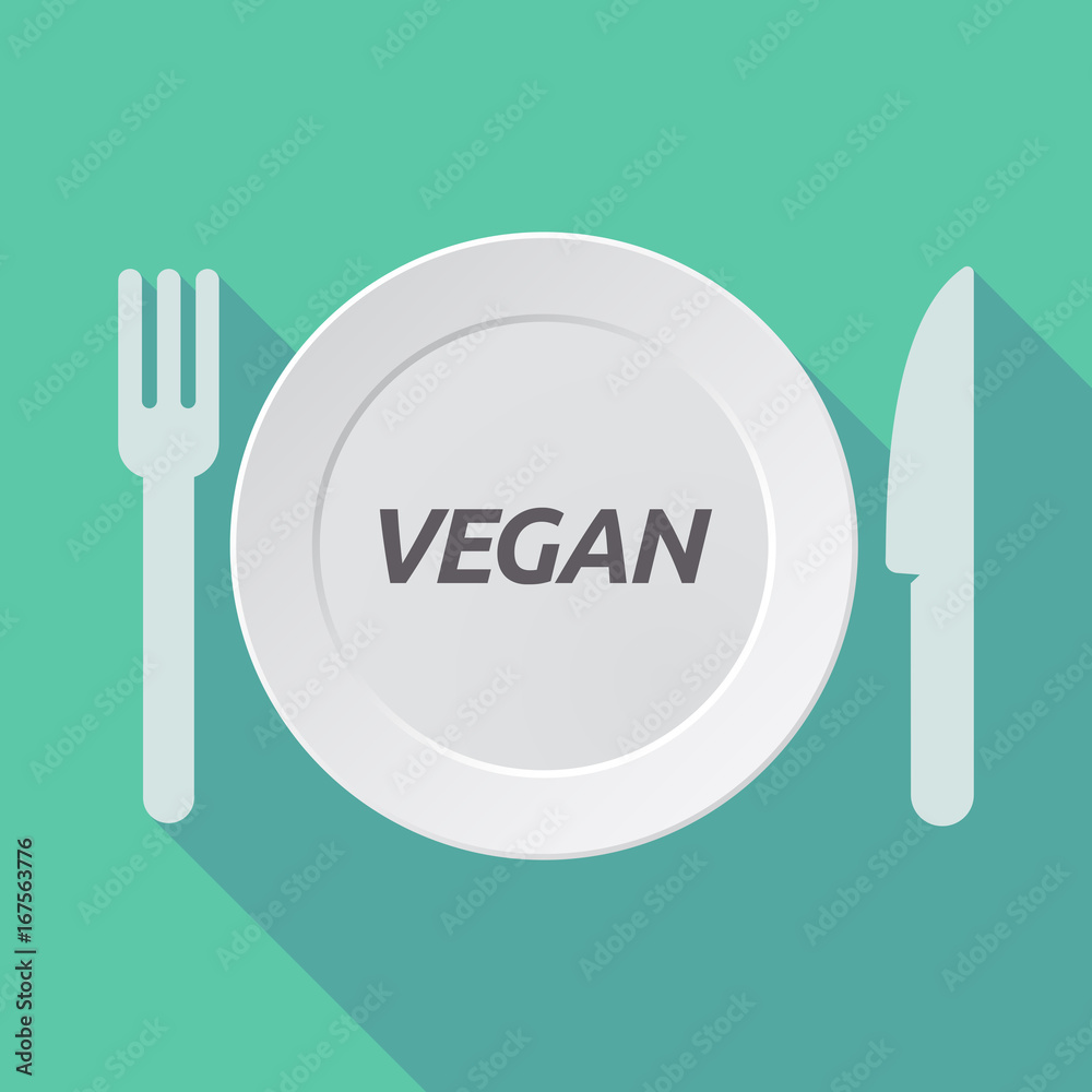 Long shadow tableware with the text VEGAN Long shadow tableware with the text VEGAN