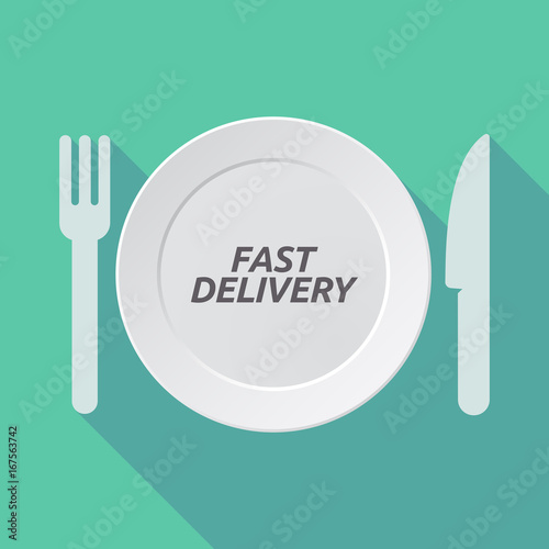 Long shadow tableware with the text FAST DELIVERY