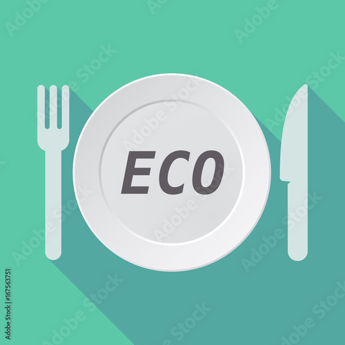 Long shadow tableware with the text ECO