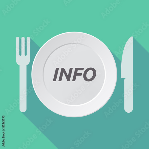 Long shadow tableware with    the text INFO