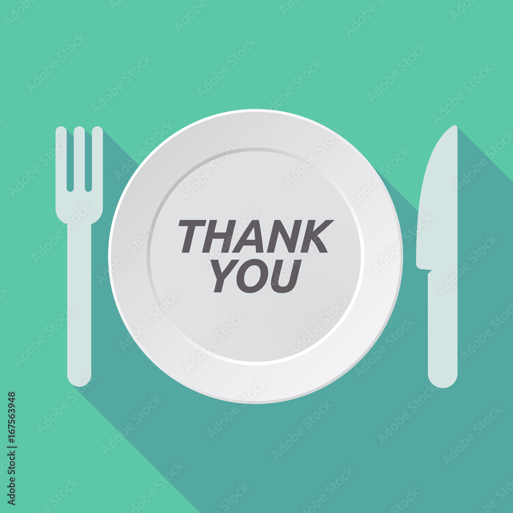 Long shadow tableware with the text THANK YOU Long shadow tableware with the text THANK YOU