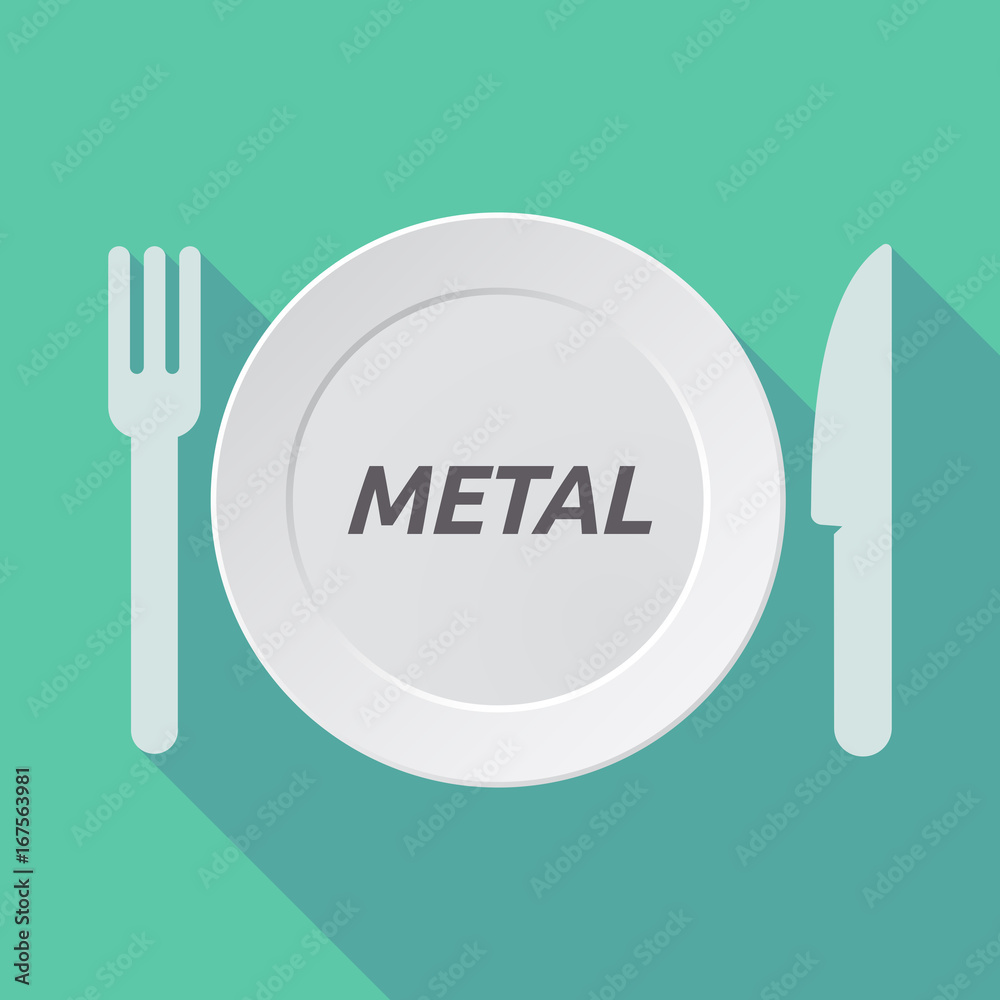 Long shadow tableware with the text METAL Long shadow tableware with the text METAL