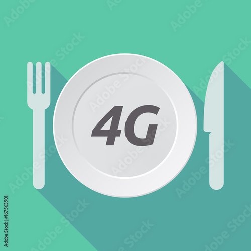 Long shadow tableware with    the text 4G