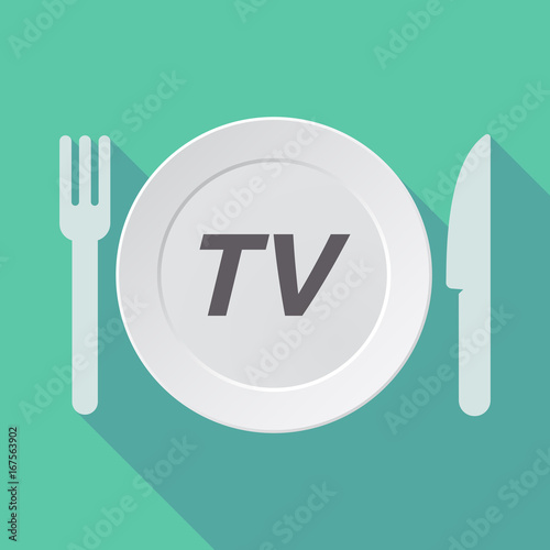 Long shadow tableware with    the text TV