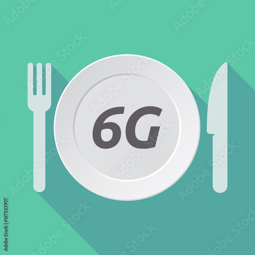 Long shadow tableware with the text 6G