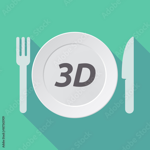 Long shadow tableware with the text 3D