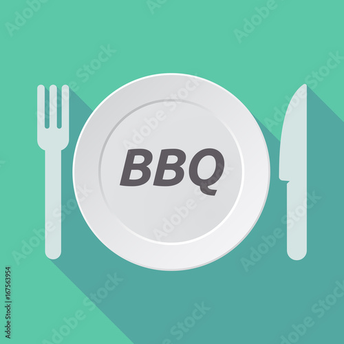 Long shadow tableware with the text BBQ