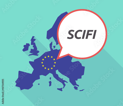 Long shadow EU map with    the text SCIFI