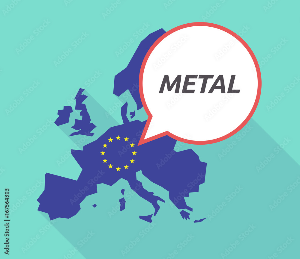 Long shadow EU map with the text METAL Long shadow EU map with the text METAL