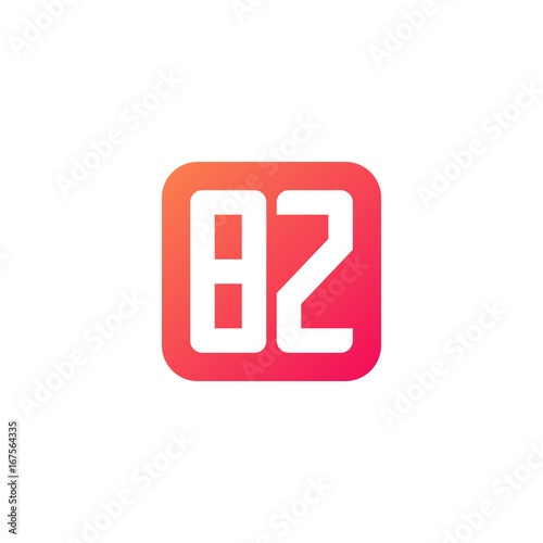 Initial letter BZ, rounded letter square logo, modern gradient red color 