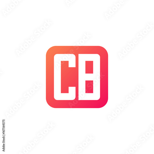 Initial letter CB, rounded letter square logo, modern gradient red color 