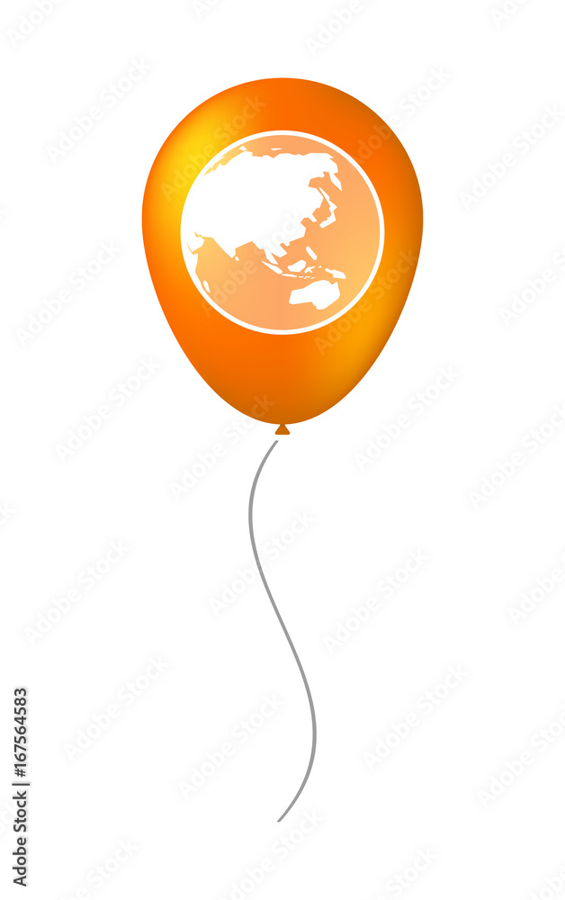 Isolated balloon with an Asia Pacific world globe map Isolated balloon with an Asia Pacific world globe map