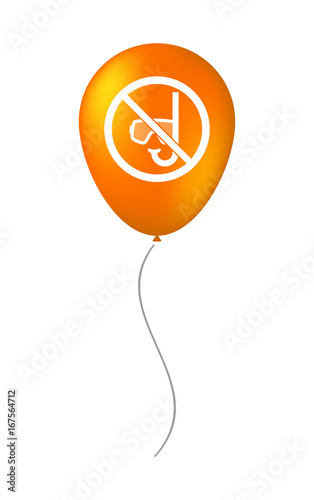 Isolated balloon with  a diving glasses and a snorkel  in a not allowed signal