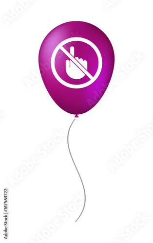 Isolated balloon with  a touching hand  in a not allowed signal