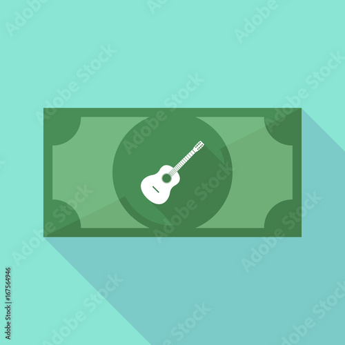 Long shadow bank note with  a six string acoustic guitar