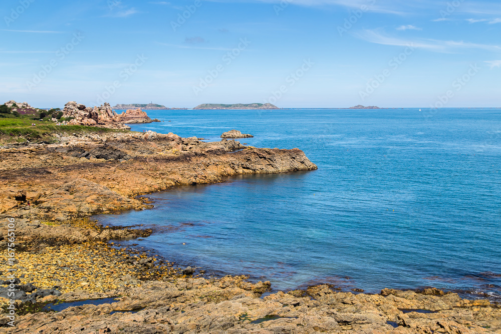 Rocks of the pink granite coast in Brittany