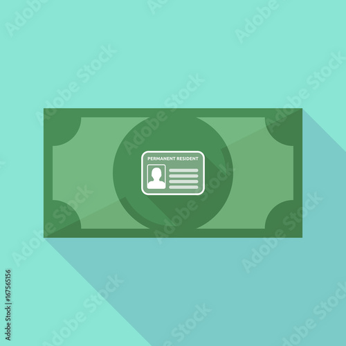 Long shadow bank note with  a green card