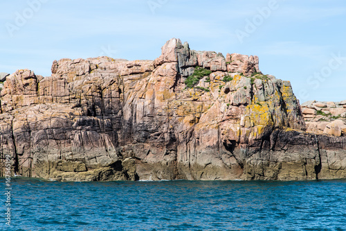 Rocks of the pink granite coast in Brittany