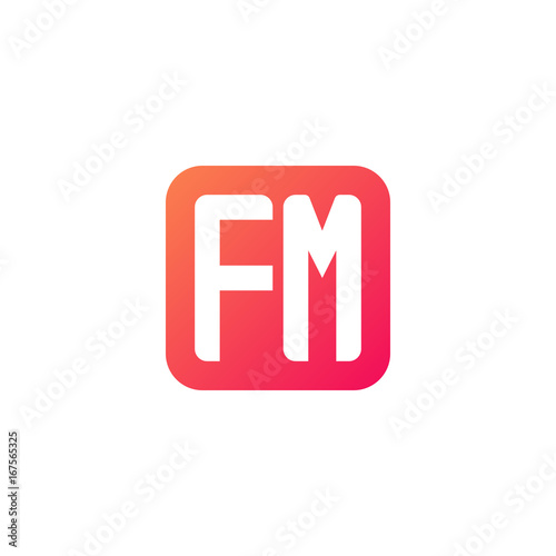 Initial letter FM, rounded letter square logo, modern gradient red color 