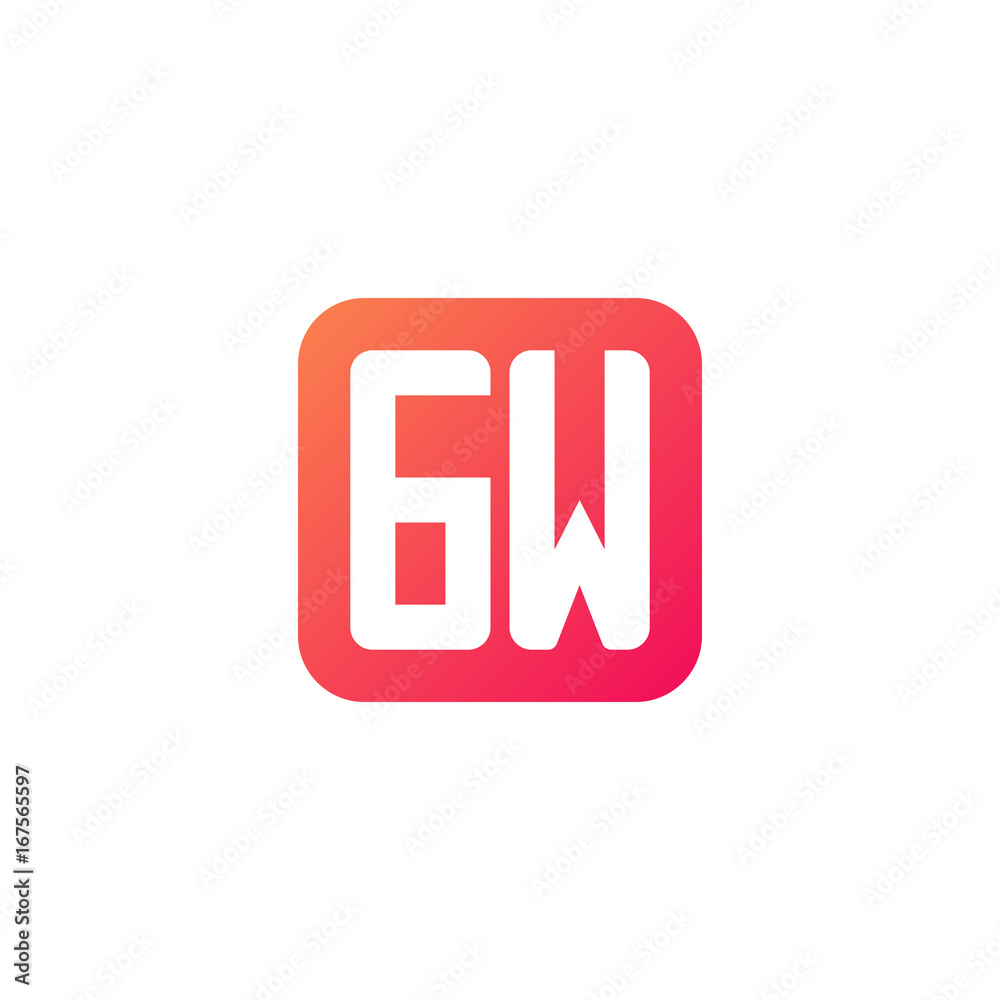 Initial letter GW, rounded letter square logo, modern gradient red color
Initial letter GW, rounded letter square logo, modern gradient red color