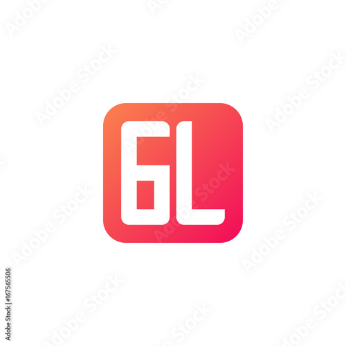 Initial letter GL, rounded letter square logo, modern gradient red color 