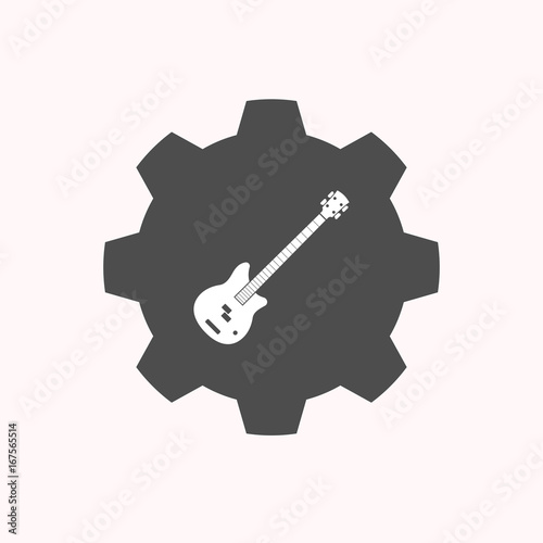 Isolated gear with  a four string electric bass guitar