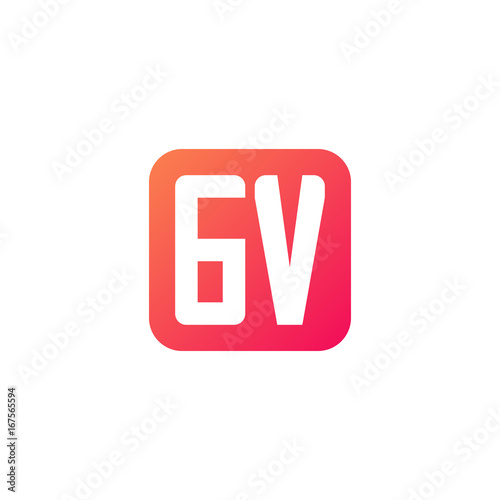 Initial letter GV, rounded letter square logo, modern gradient red color 