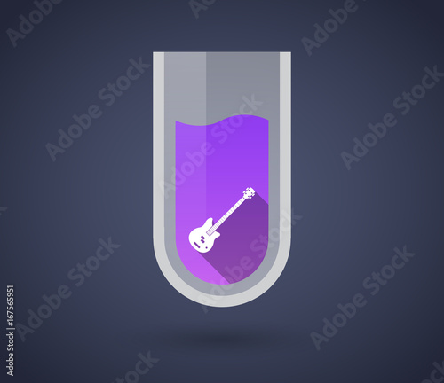 Chemical test tube with  a four string electric bass guitar