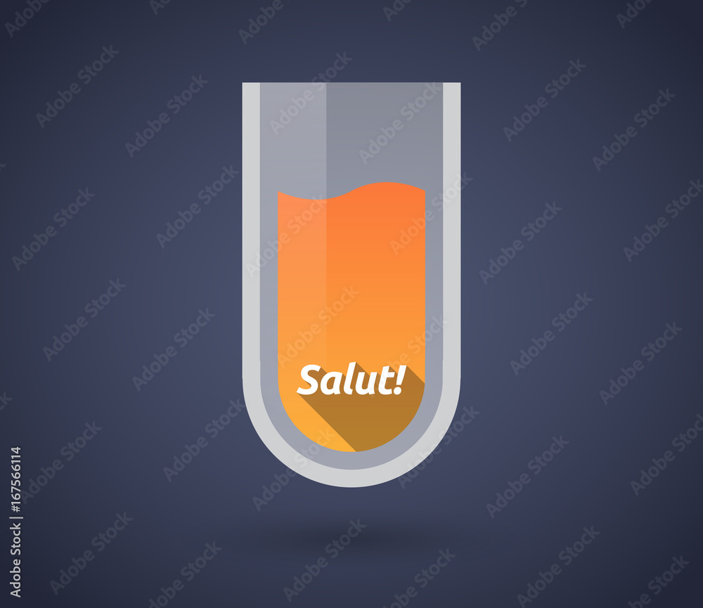 Chemical test tube with the text Hello! in the French language Chemical test tube with the text Hello! in the French language