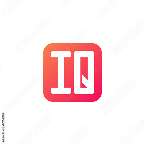 Initial letter IQ, rounded letter square logo, modern gradient red color	
 
