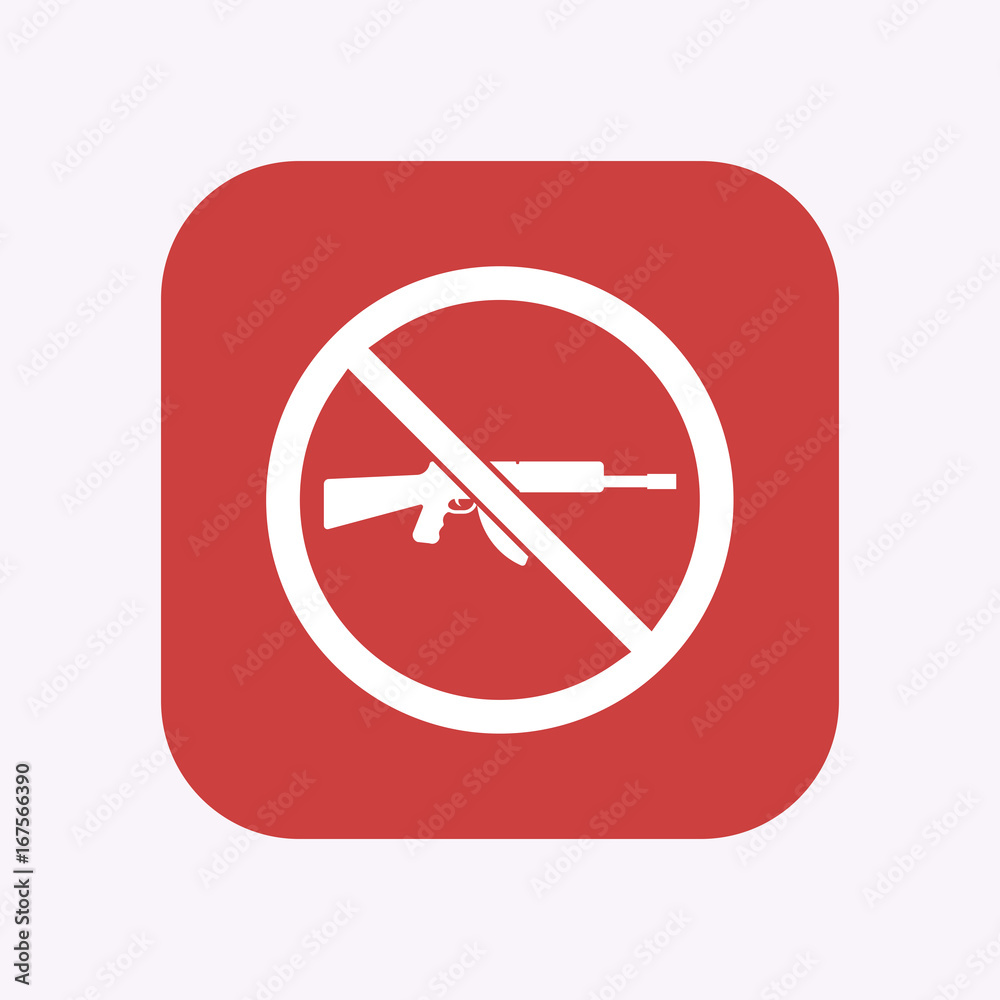 Isolated button with a rifle in a not allowed signal Isolated button with a rifle in a not allowed signal