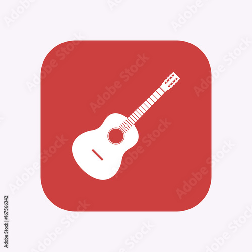 Isolated button with  a six string acoustic guitar