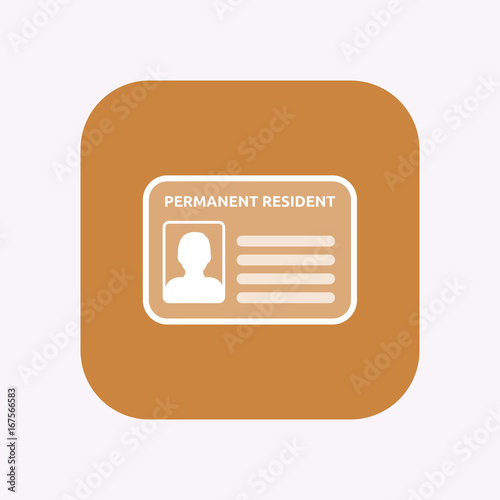 Isolated button with  a green card