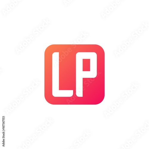 Initial letter LP, rounded letter square logo, modern gradient red color 
