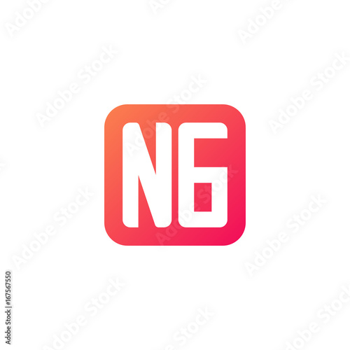 Initial letter NG, rounded letter square logo, modern gradient red color 