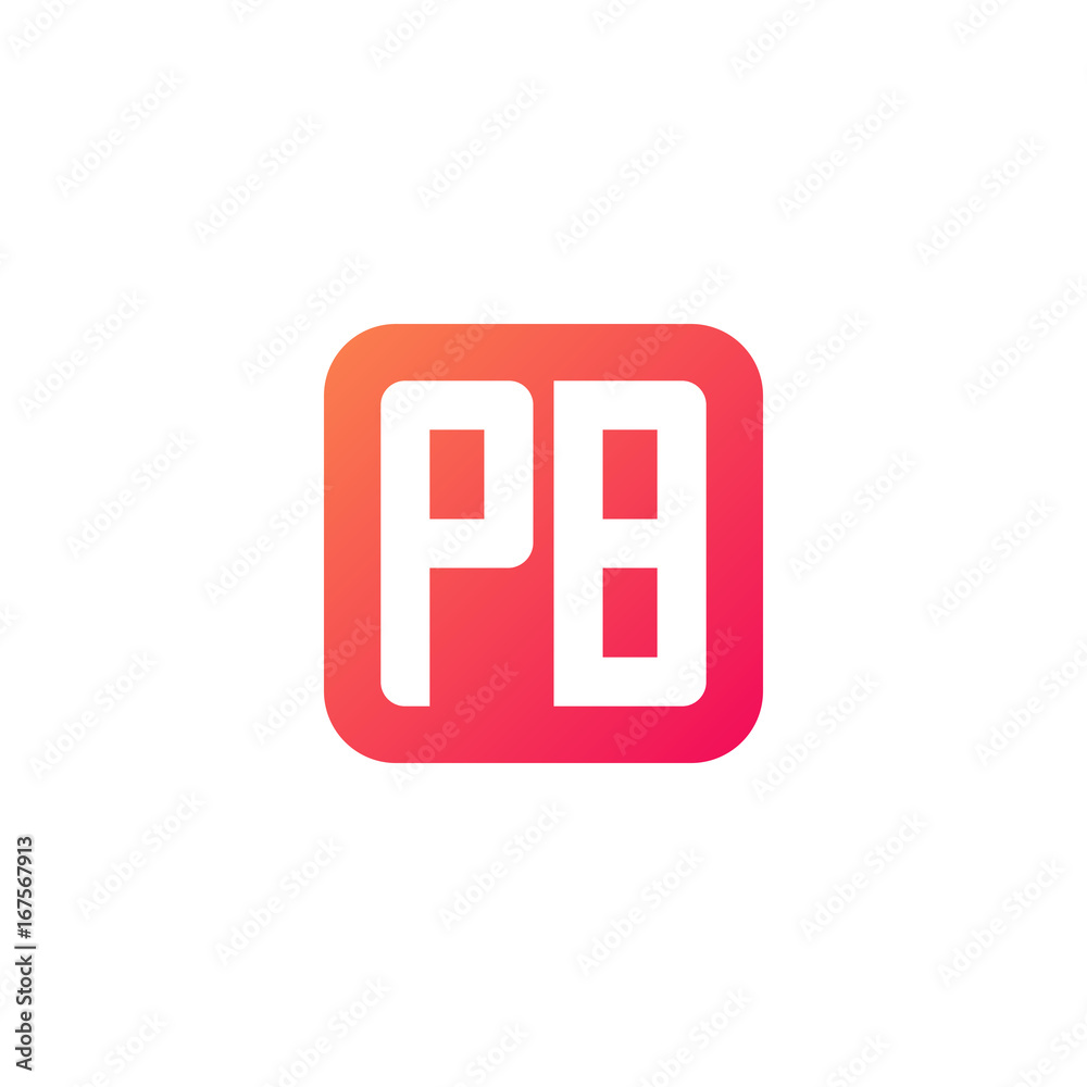 Initial letter PB, rounded letter square logo, modern gradient red color	
 
