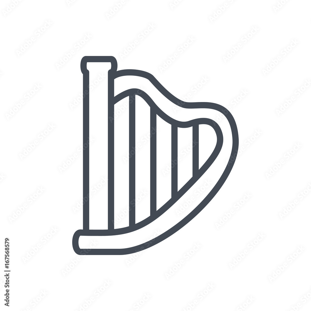 Patricks Day holiday line icon harp Patricks Day holiday line icon harp