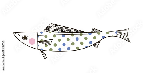 drawing fish ink with colored spots